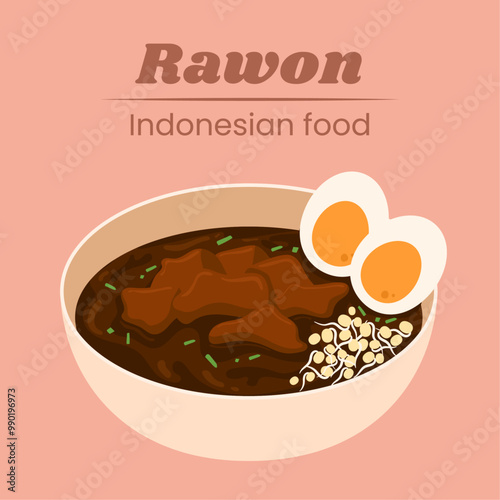 Rawon Indonesian food vector design illustration photo