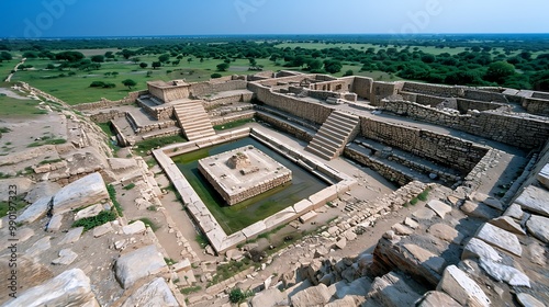 Ancient Ruins of Dholavira in Desert Landscape