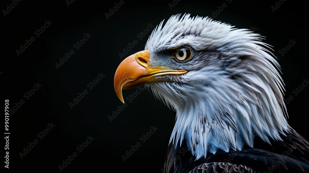 Close-up Portrait of a Bald Eagle with Sharp Gaze Close-up Portrait of a Bald Eagle with Sharp Gaze