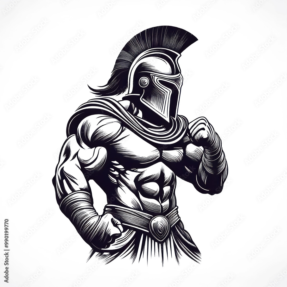 High-Resolution Illustration of a Muscular Spartan Warrior with a Unique Helmet, Transparent PNG High-Resolution Illustration of a Muscular Spartan Warrior with a Unique Helmet, Transparent PNG