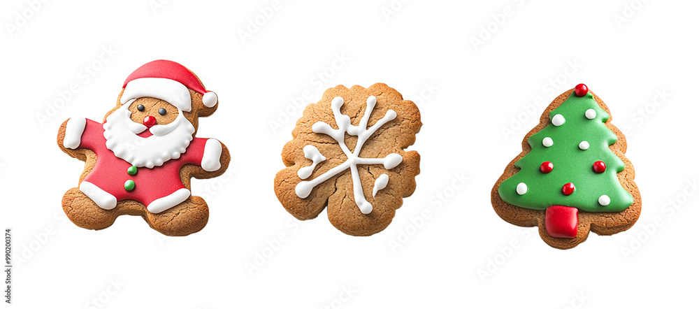 Gingerbread snowflake, tree, Santa, PNG Gingerbread snowflake, tree, Santa, PNG