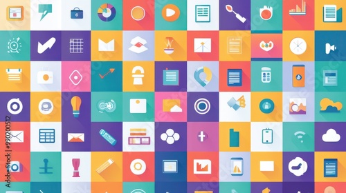 Abstract vector collection of colorful flat business and finance icons. Design elements for mobile and web applications.
