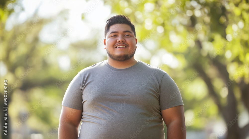 Young Hispanic Man Smiling Outdoors on a Sunny Day, Featuring a Natural Scenic Background for Social Media, Lifestyle, and Diversity Concepts Young Hispanic Man Smiling Outdoors on a Sunny Day, Featuring a Natural Scenic Background for Social Media, Lifestyle, and Diversity Concepts