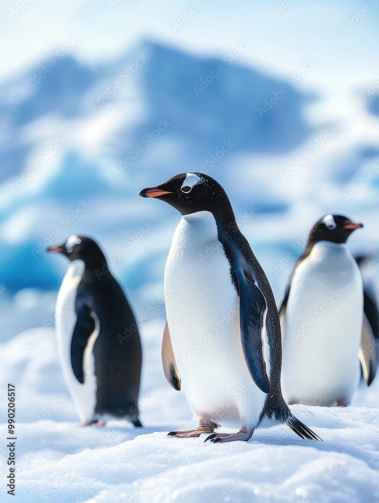 Fototapeta premium Penguins on snowy terrain