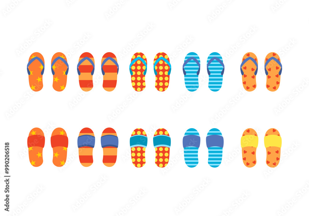 Flip flops icon symbol Flat style. collection of isolated cartoon illustrations Flip flops icon symbol Flat style. collection of isolated cartoon illustrations