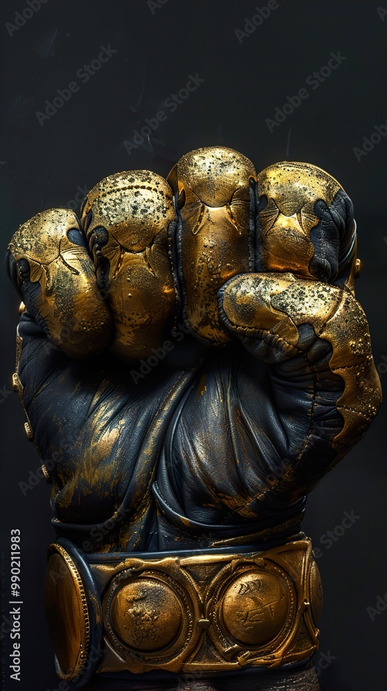 Fototapeta premium A Powerful Fist: Gold and Black Abstract Art