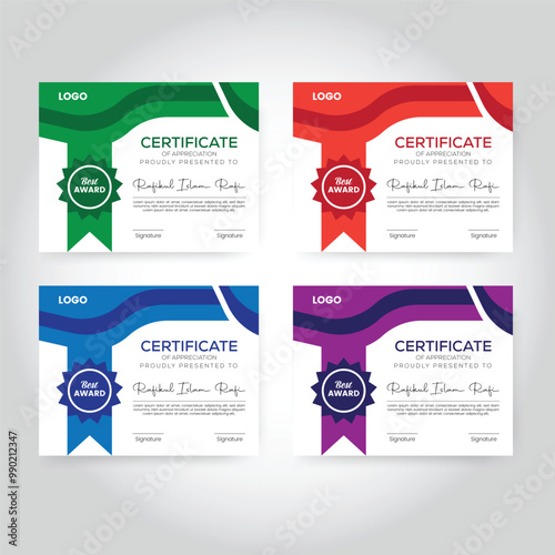 Colorful vector Certificate Design template