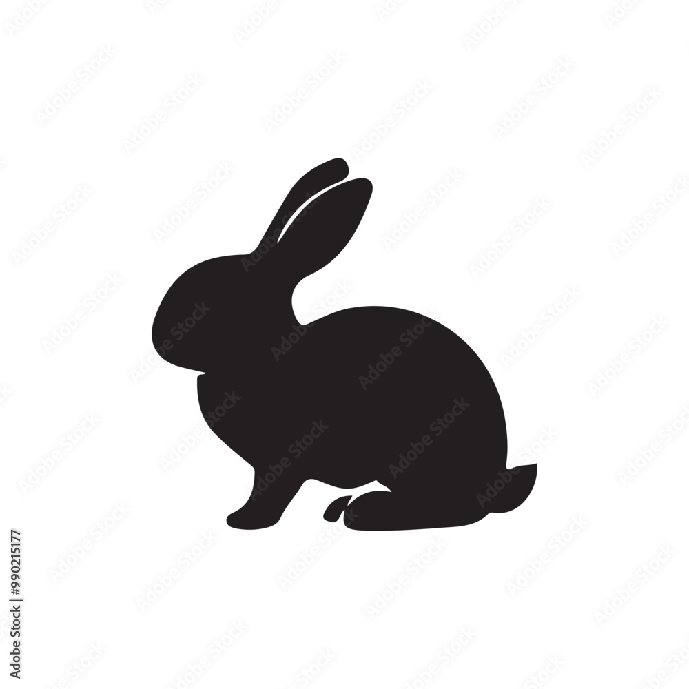 Black side silhouette of a rabbit isolated on white background. Vector illustration Black side silhouette of a rabbit isolated on white background. Vector illustration