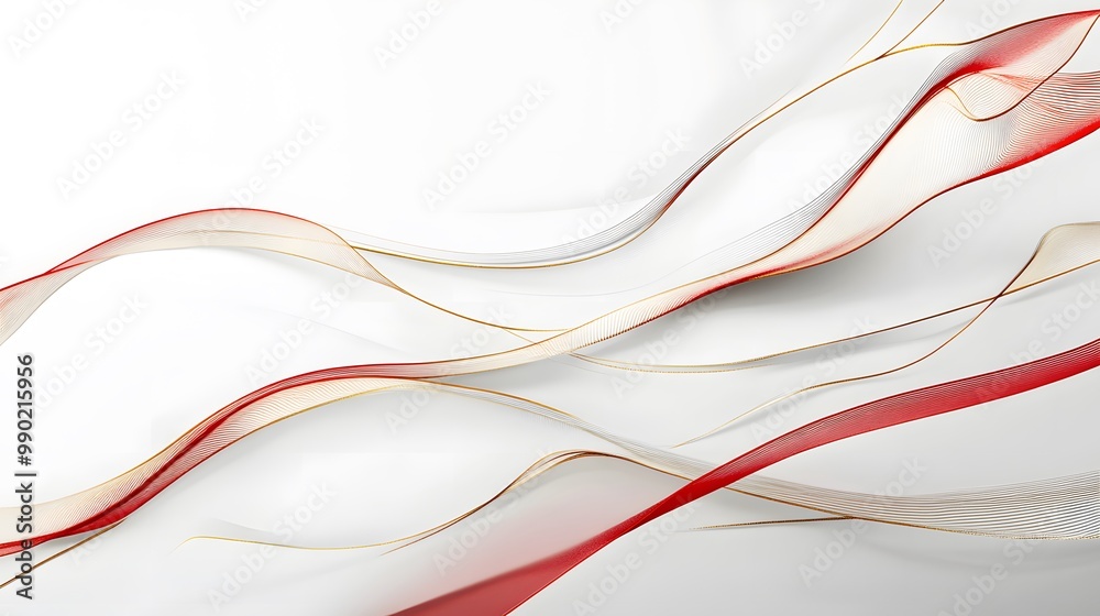 Minimalist 2D line art with red and gold accents, sharp angles and ...
