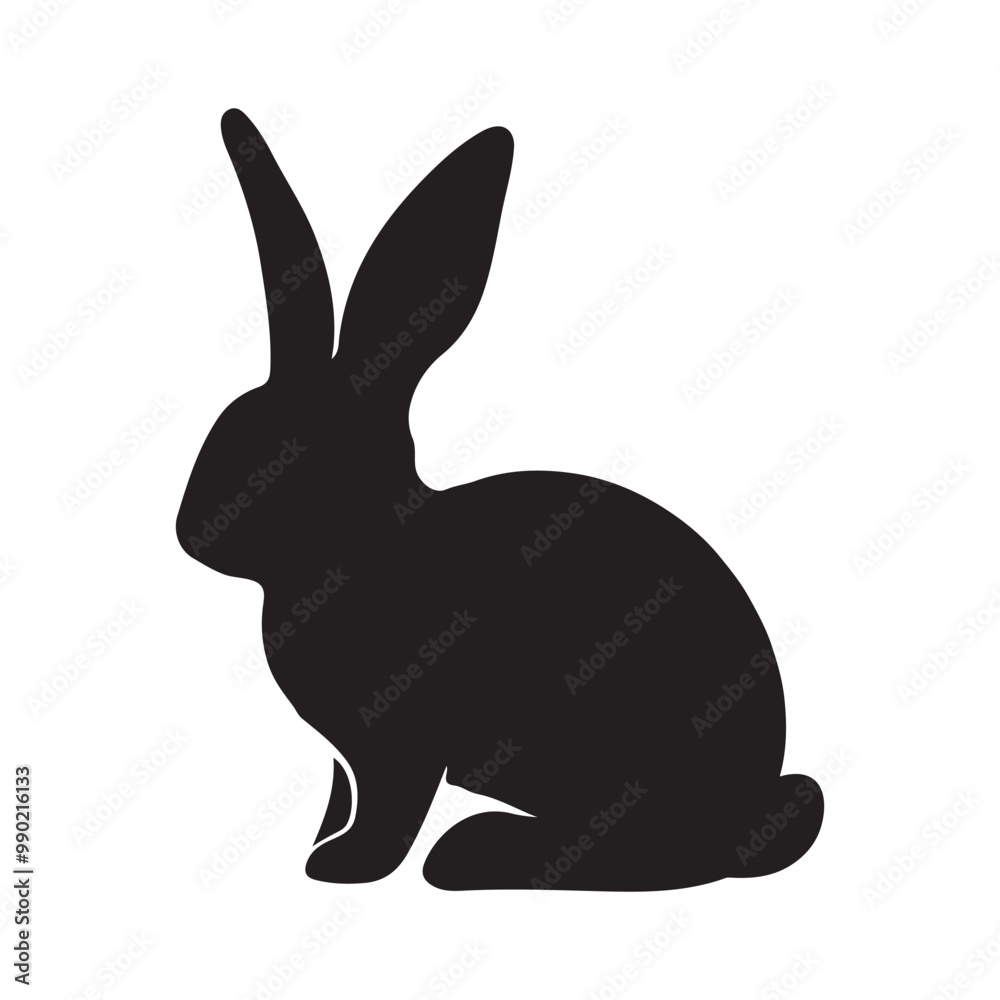 Black side silhouette of a rabbit isolated on white background. Vector illustration Black side silhouette of a rabbit isolated on white background. Vector illustration