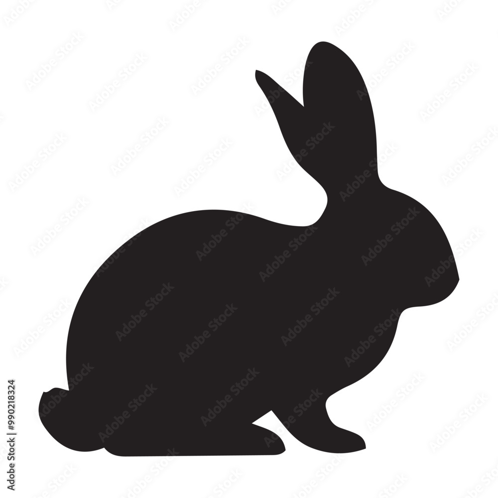 Black side silhouette of a rabbit isolated on white background. Vector illustration Black side silhouette of a rabbit isolated on white background. Vector illustration
