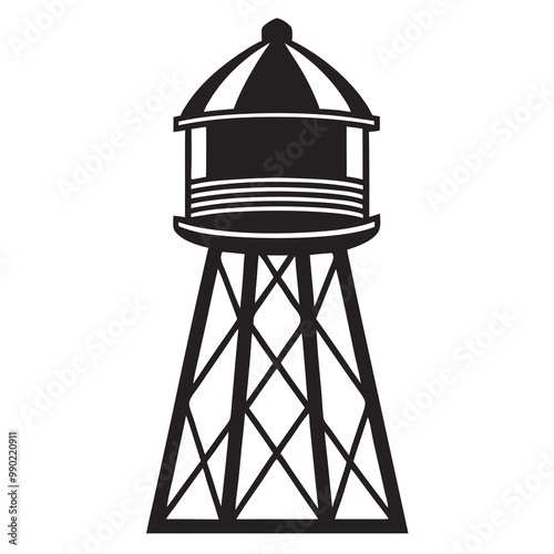 Water tower icon silhouette vector illustration on a white background