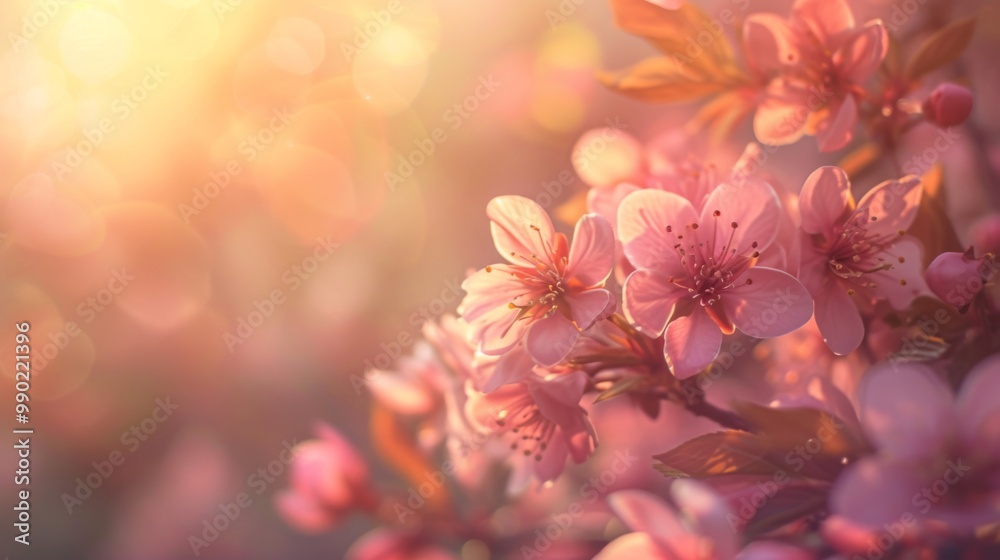 Delicate Pink Cherry Blossoms in Soft Sunlight - Spring Floral Photography Delicate Pink Cherry Blossoms in Soft Sunlight - Spring Floral Photography