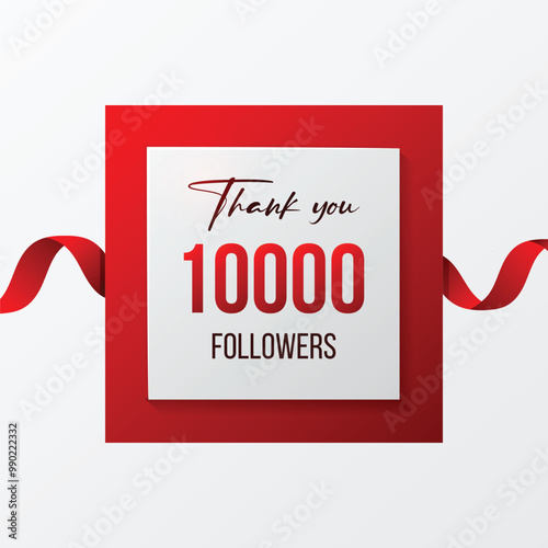 vector 10000 followers social media celebration red design