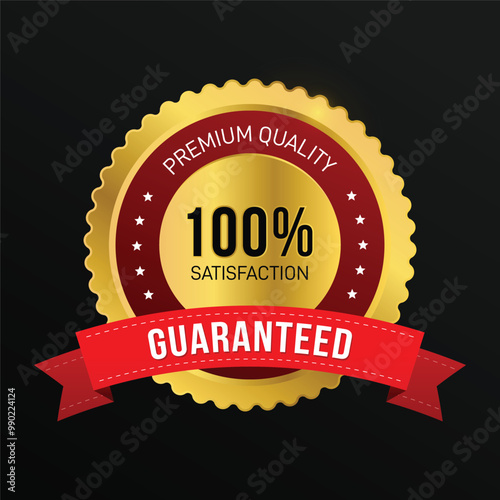 vector 100% satisfaction guaranteed golden badge design


