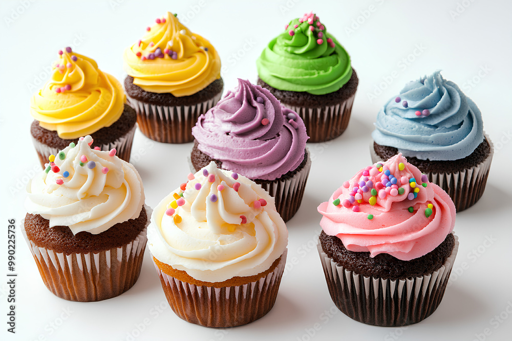 cute cupcake set, white background