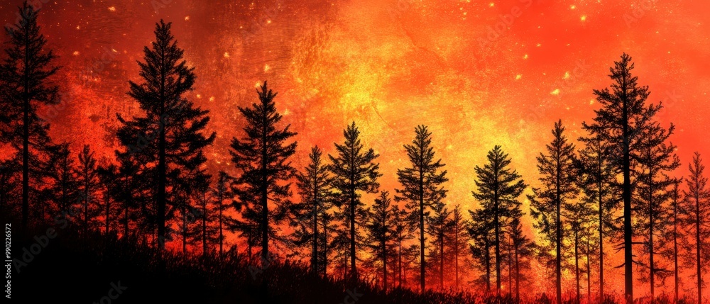 Enchanting Forest at Dusk with Silhouetted Trees