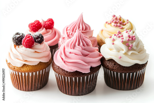 cute cupcake set, white background