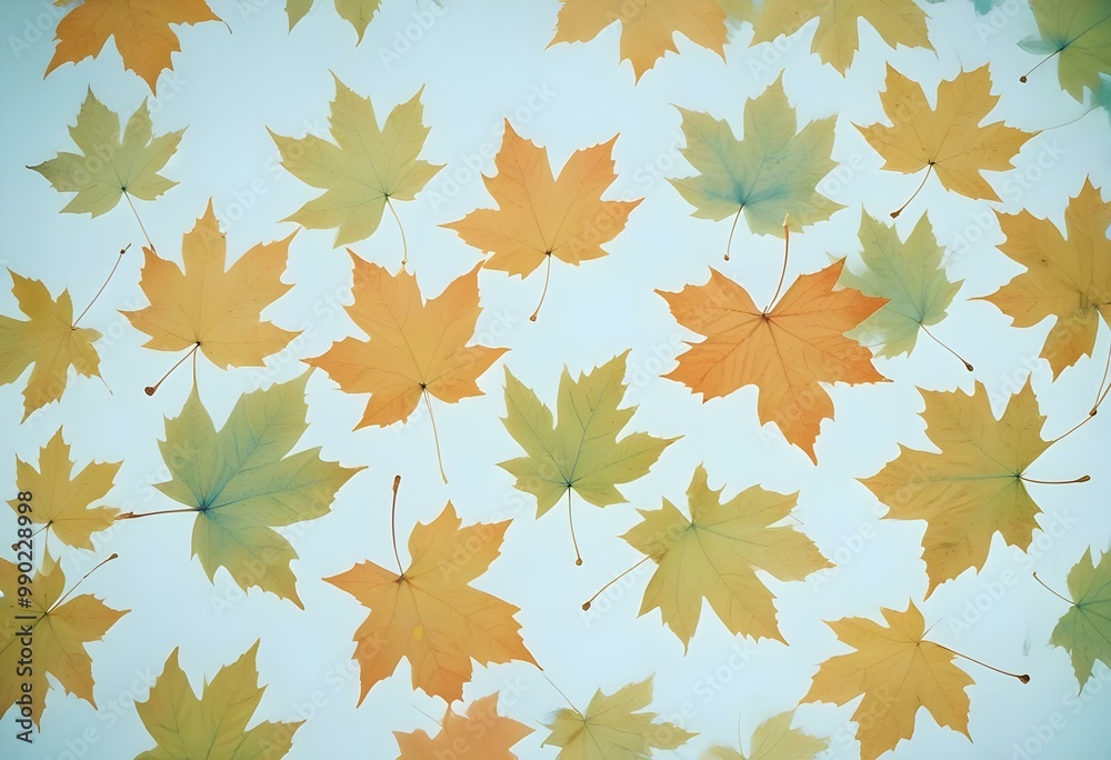 Orange maple leaves on a white background