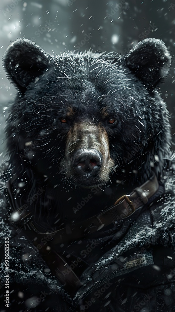 Majestic Black Bear in Winter Wonderland Majestic Black Bear in Winter Wonderland