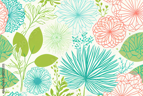 Wallpaper Mural seamless pattern with flowers Torontodigital.ca