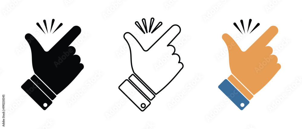 Finger snap icon set, Easy icon in flat style. Finger snapping icon, vector, silhouette set. Finger snapping click flick hand gesture symbol sign vector set. Vector illustration. Finger snap icon set, Easy icon in flat style. Finger snapping icon, vector, silhouette set. Finger snapping click flick hand gesture symbol sign vector set. Vector illustration.