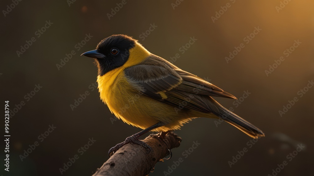 Obraz premium Golden-Crested Finch at Sunset
