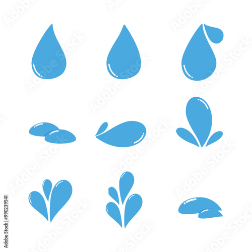 Water drop icon symbol Flat style. collection of isolated cartoon illustrations