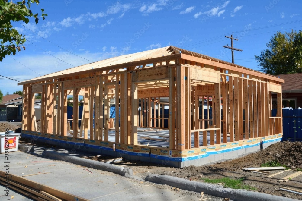 Building A Home. Business Development in Construction Industry with House Under Construction Building A Home. Business Development in Construction Industry with House Under Construction