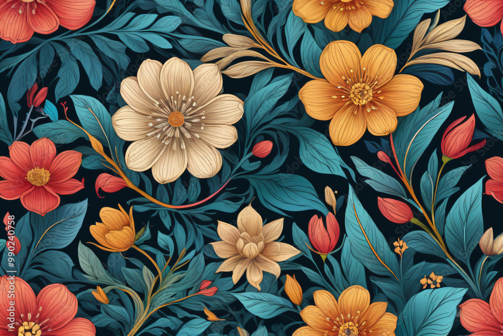 Fototapeta premium seamless floral background