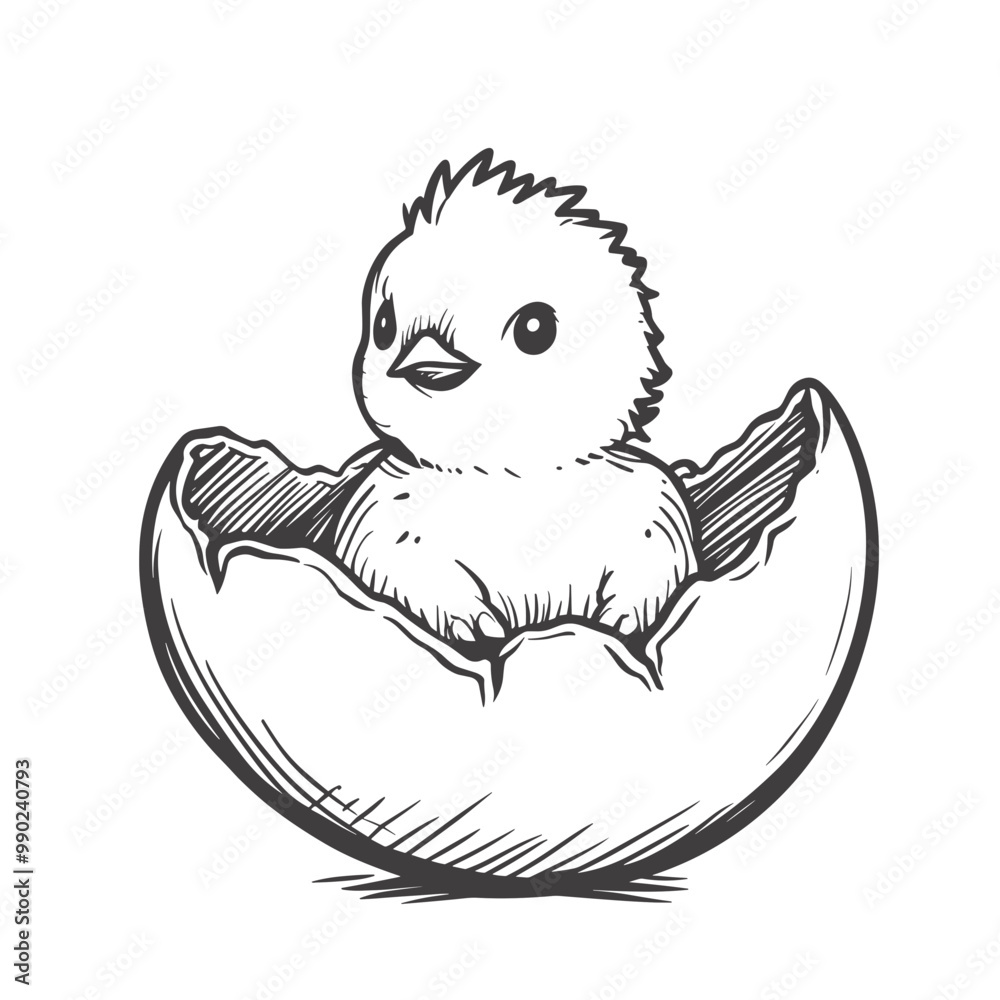 easter cartoon chick . Cute cartoon chicken hatched from the egg