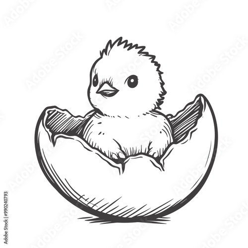 easter cartoon chick . Cute cartoon chicken hatched from the egg