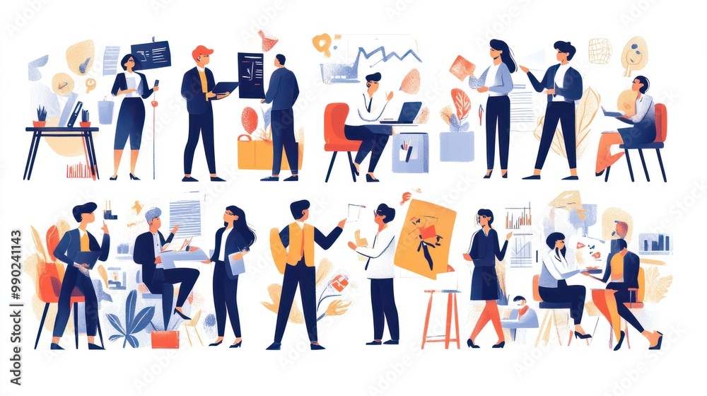 Metaphor Business success abstract concept illustration set. Teamwork marketing illustrations. Collection scenes with men and women taking part in business activities. Modern trendy flat style Metaphor Business success abstract concept illustration set. Teamwork marketing illustrations. Collection scenes with men and women taking part in business activities. Modern trendy flat style