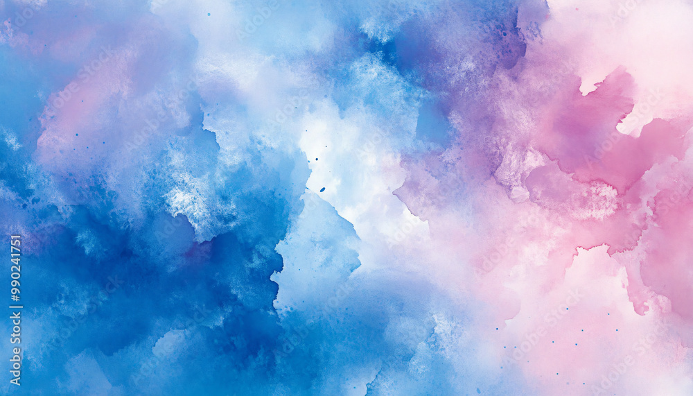 Obraz premium Soft, hand-painted watercolor strokes in calming blues, pinks, and purples, blending seamlessly into one another