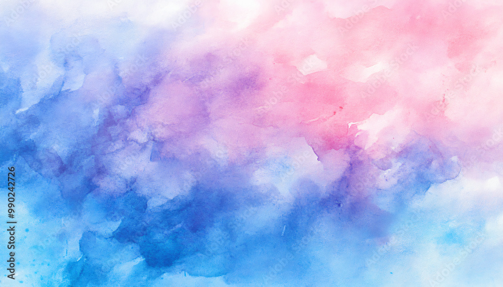 Fototapeta premium Soft, hand-painted watercolor strokes in calming blues, pinks, and purples, blending seamlessly into one another