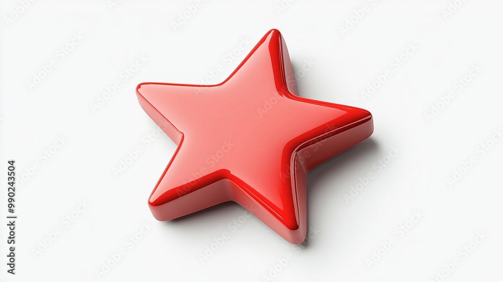 Fototapeta premium Bright red star shaped object on a plain white background