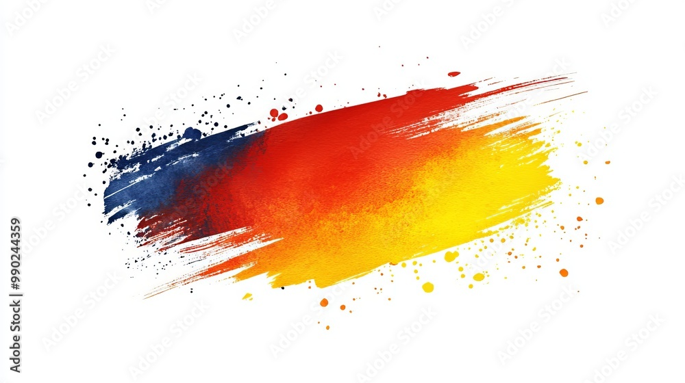 Vibrant abstract paint strokes in blue, red, and yellow on a white background Vibrant abstract paint strokes in blue, red, and yellow on a white background