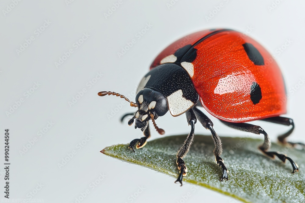 Closeup of a ladybug insect on a leaf Closeup of a ladybug insect on a leaf