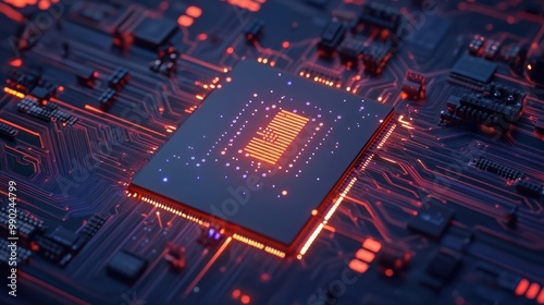 powerful computer processor microchip with the word representing artificial intelligence, AI technology