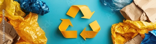 Wallpaper Mural Infographic about reuse and recycling featuring a recycle symbol, promoting education, bold design Torontodigital.ca