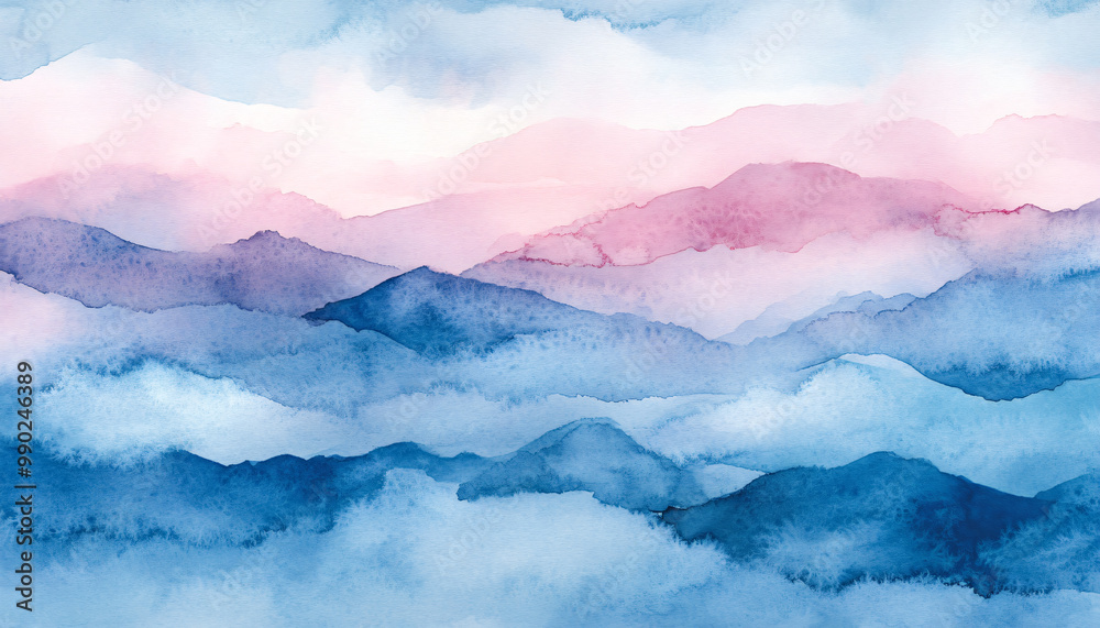 Soft, hand-painted watercolor strokes in calming blues, pinks, and purples, blending seamlessly into one another