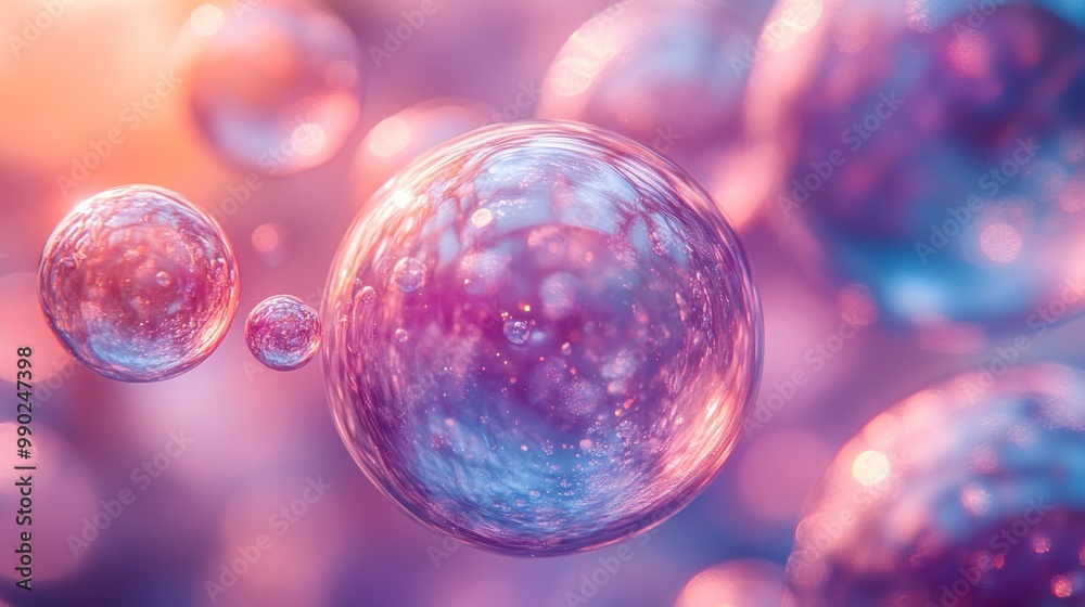 Abstract Bubbles with Pink and Blue Hues Abstract Bubbles with Pink and Blue Hues