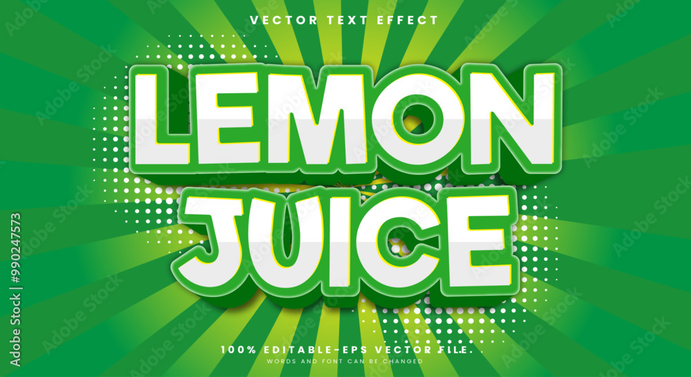 Fototapeta premium Lemon juice 3d editable text effect Template suitable for Tropical fruit theme