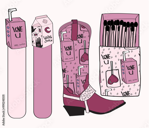 Collection of bookmarks.  Bookmarks in the shape of a cowboy boot, matchbox, and juice boxes.