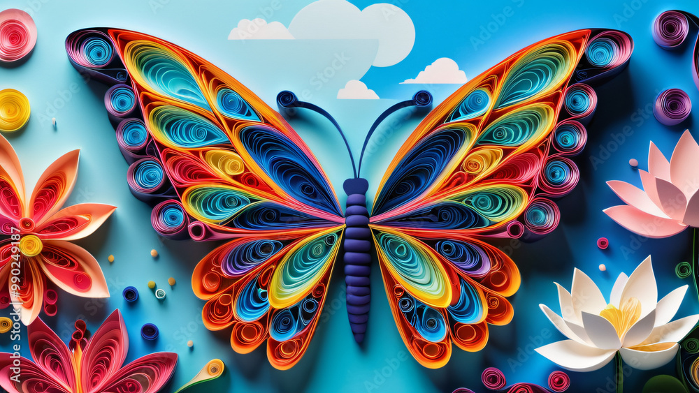 Obraz premium butterfly on a blue background