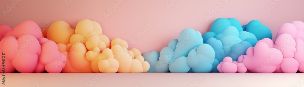Soft, colorful clouds in pastel shades create a whimsical and dreamy atmosphere for creative projects. Soft, colorful clouds in pastel shades create a whimsical and dreamy atmosphere for creative projects.