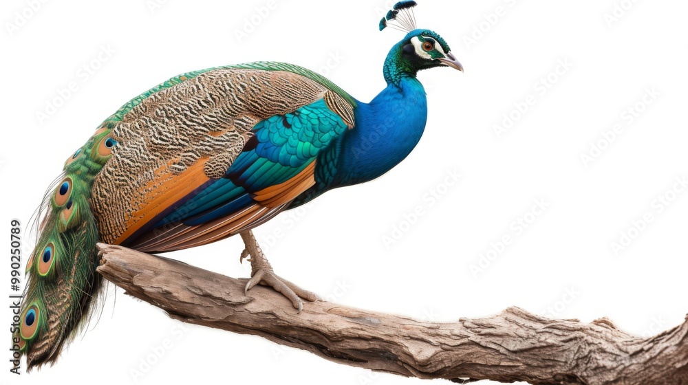 Fototapeta premium Stunning Peacock Perched on a Branch