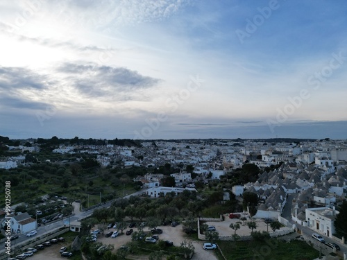 valle dei trulli di alberobello vista dall'alto in una giornata nuvolosa photo