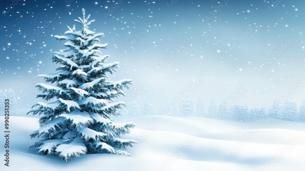 Winter christmas background with snow tree and lots of copy space Winter christmas background with snow tree and lots of copy space