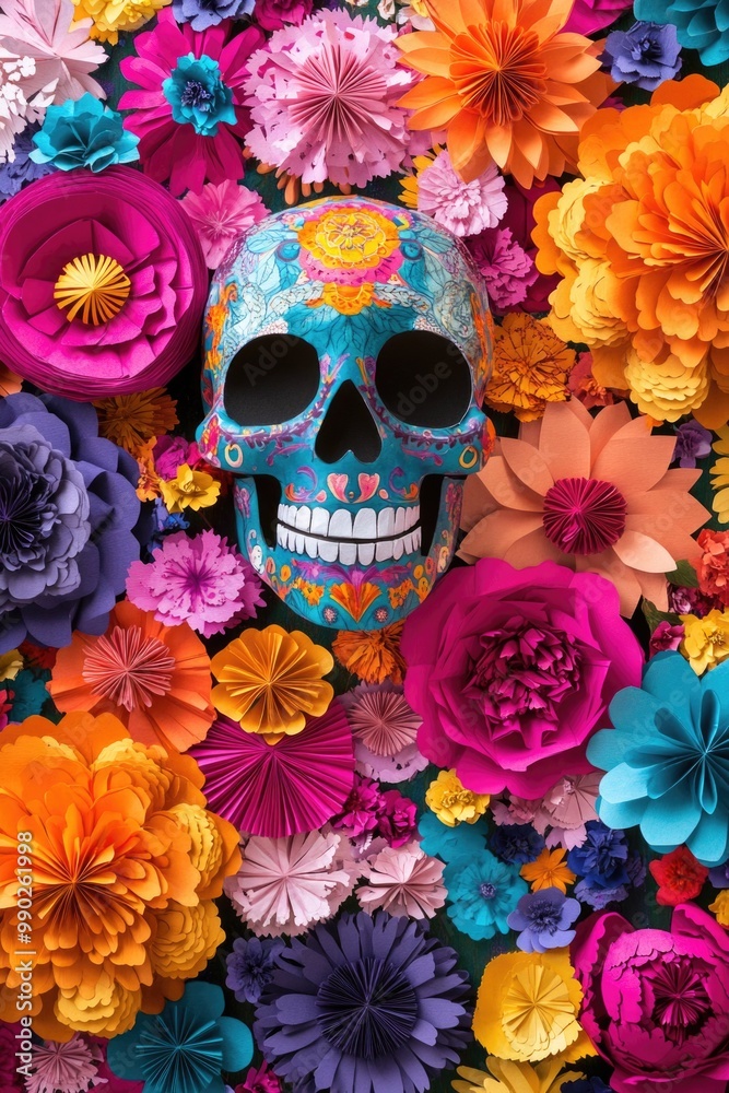 Sugar Skull with Paper Flowers Sugar Skull with Paper Flowers